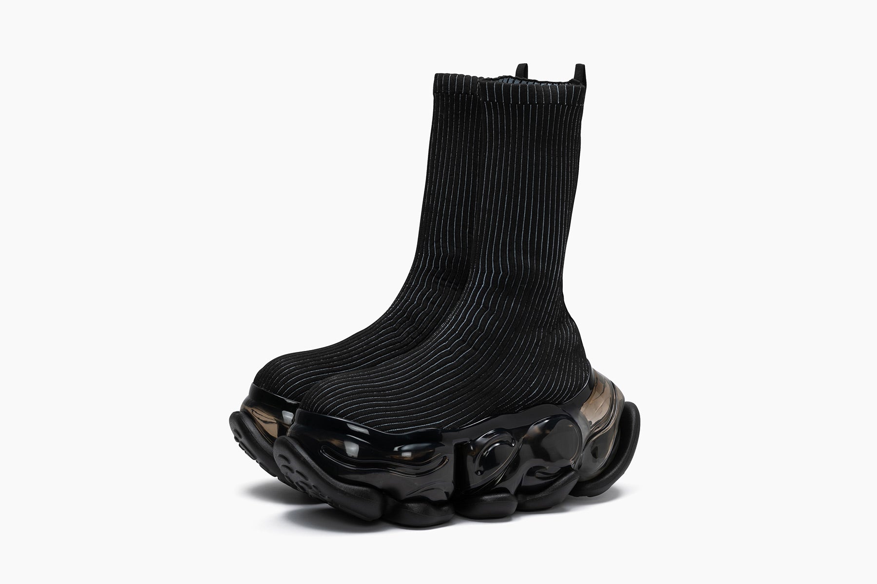 grounds SKYSCRAPER RIB SOCK　BLACK ASH BLUE / BLACK