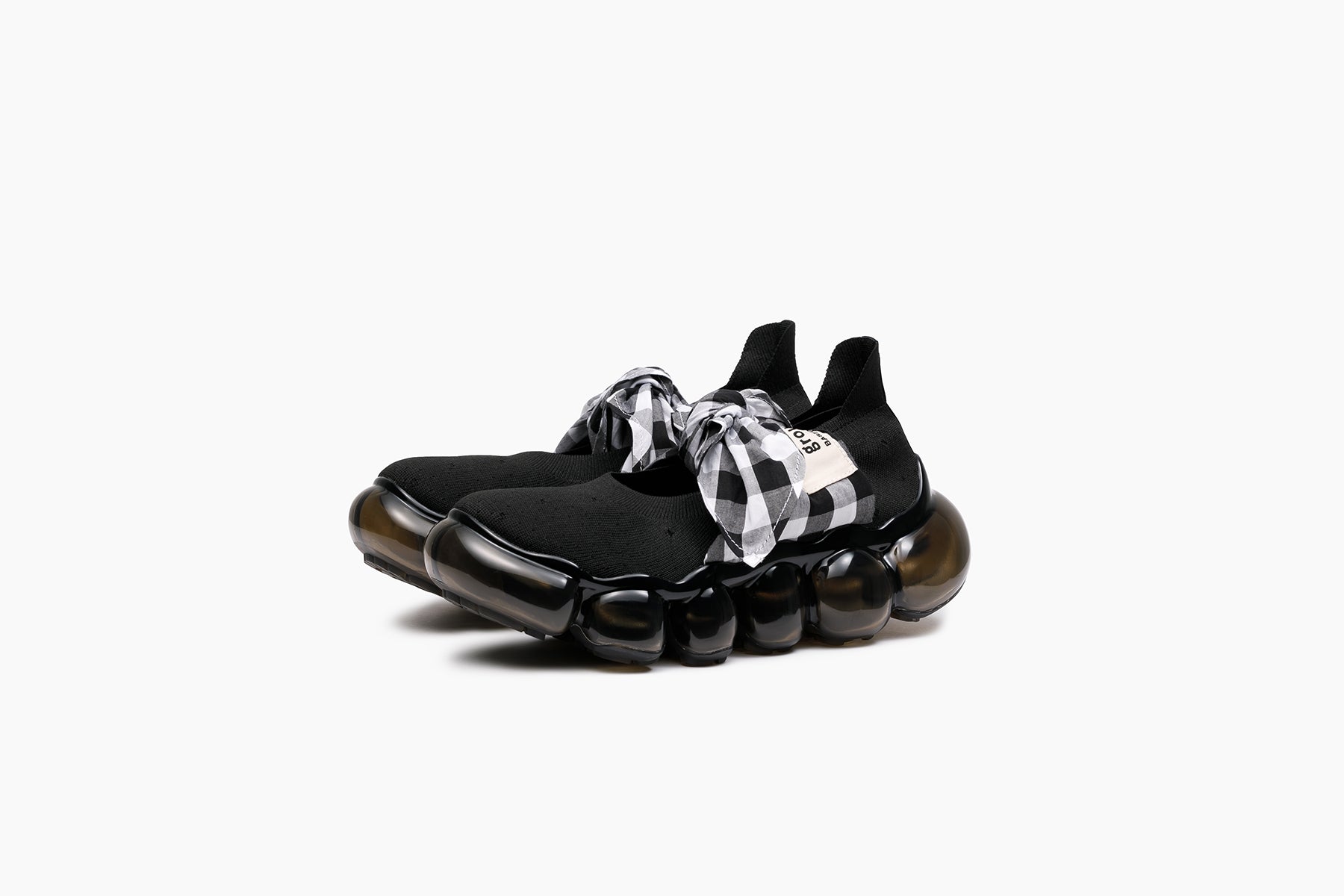 grounds JEWELRY HANKIE PUMPS BLACK WHITE GINGHAM / BLACK
